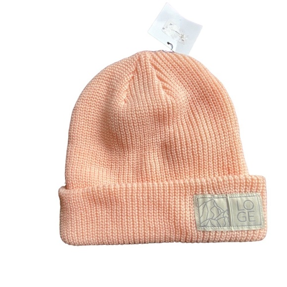 LOGE Peach Light Pink Cuffed Knit Beanie O/S - Picture 1 of 8